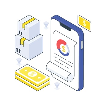 Shipping Cost isometric Colored illustration vector