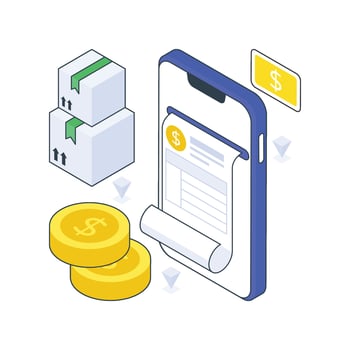 Online Delivery Invoice isometric Colored illustration vector