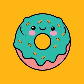 Happy Kawaii Donut Cartoon Illustration Design vector