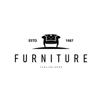 furniture logo design silhouette chair symbol vector