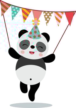 Happy panda with party flag banner vector