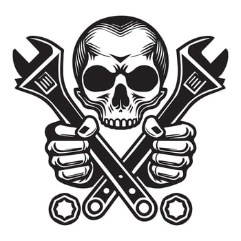 Mechanic Skull Tools Themed Design Illustration vector