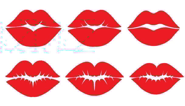 simple set illustration, red lip marks with varied shapes vector