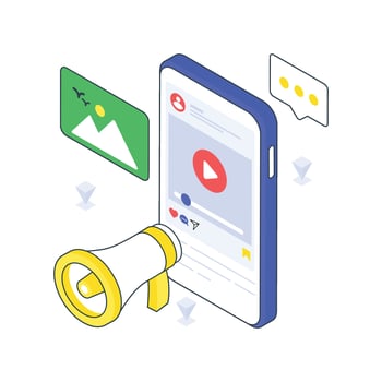 Mobile Marketing Content Marketing isometric Colored illustration vector