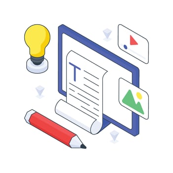 Article Writing isometric Colored illustration vector