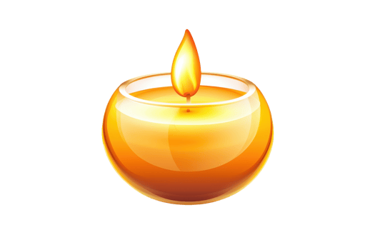 A glowing orange candle with a flickering flame. png