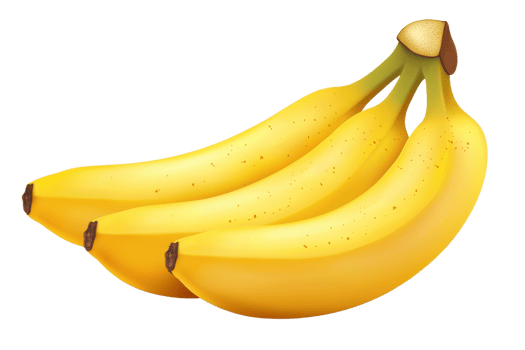 Three ripe yellow bananas arranged in a bunch, displaying smooth skin and pronounced curves. png