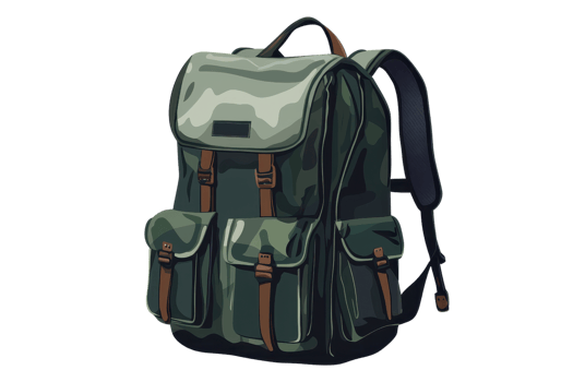 A stylish camo backpack with multiple pockets and sturdy straps, ideal for outdoor adventures or everyday use. png