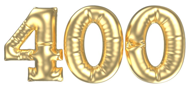 400 Balloon Number Gold 3D png