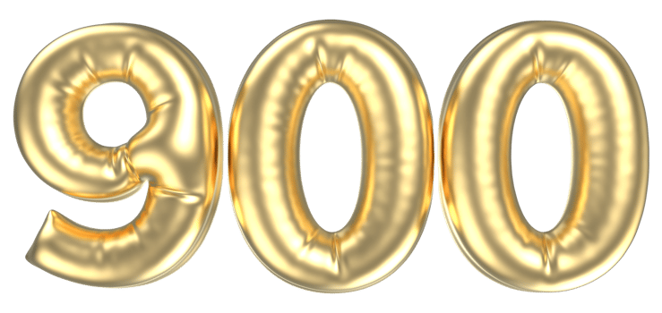 900 Balloon Number Gold 3D png