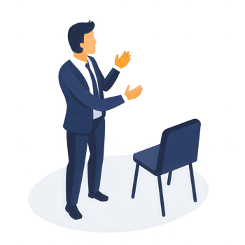 A businessman presenting ideas confidently in a professional setting. png