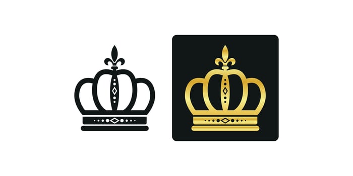 A Black And Gold Crown On White Backdrop vector