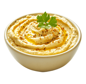 Rich hummus with a drizzle of olive oil png