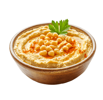 Smooth chickpea hummus in a bowl png