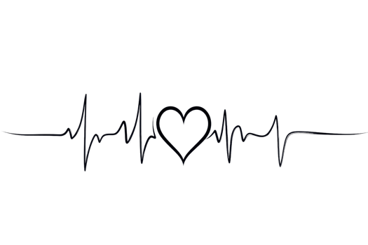 A heartbeat waveform featuring a heart shape in the center, symbolizing life and love. png