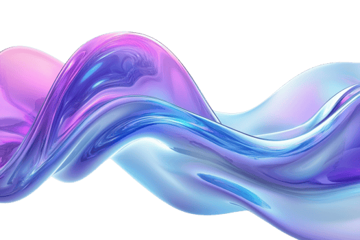 A vibrant, flowing wave of colors in hues of pink, purple, and blue, set against a transparent background, creating a dynamic visual effect. png