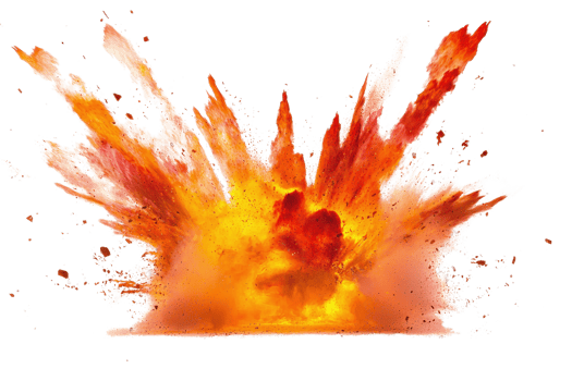 A vibrant explosion with fiery colors and dynamic bursts, showcasing intense energy and powerful force. png