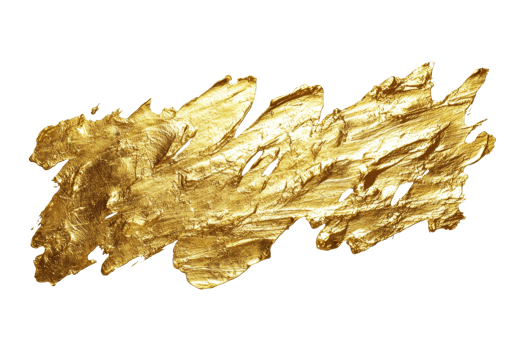 A striking gold paint stroke, exhibiting a rich texture and vibrant sheen, reminiscent of luxurious artistic expression. png