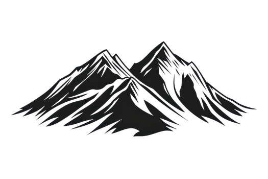 A silhouette of rugged mountain peaks, conveying a sense of majesty and wilderness. png
