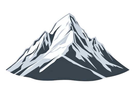 A tall, snow-capped mountain with sharp peaks and rugged slopes. png