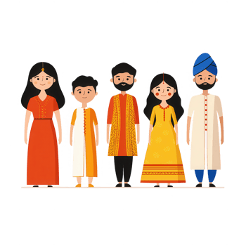 Group of people dressed in traditional attire showcasing cultural heritage. png