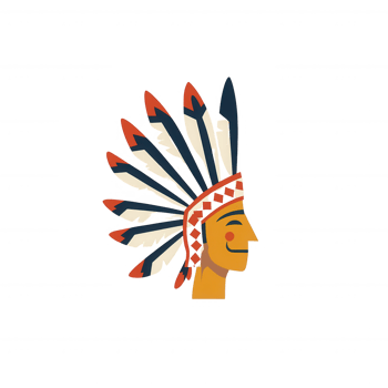 Colorful illustration of a Native American chief with a traditional feathered headdress. png