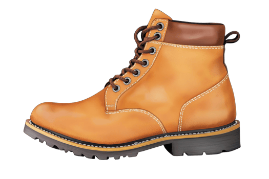 A sturdy, tan leather boot with a brown collar and robust sole, designed for durability and outdoor wear. png