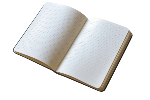 An open book with blank pages, ready for writing or drawing. png