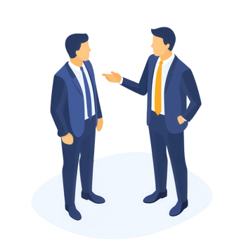 Two business professionals engaging in a meaningful conversation. png