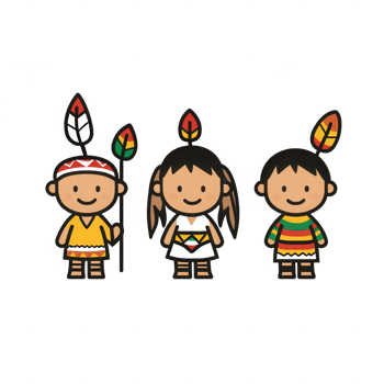 Three cheerful children in colorful outfits celebrating cultural heritage. png