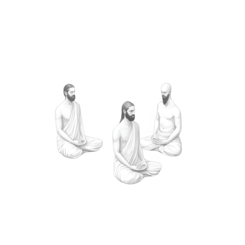 Three figures in meditation, symbolizing peace, spirituality, and introspection. png