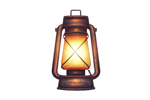 An antique lantern with a warm glow, showcasing intricate metalwork and a classic design. png