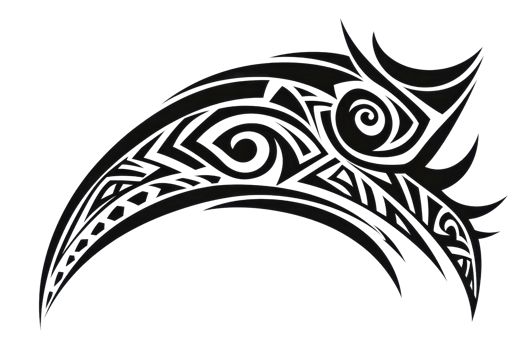 A bold tribal design featuring swirling patterns and sharp edges, evoking a sense of strength and cultural significance. png