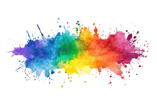 A vibrant splash of colorful paint showcasing a blend of hues from blue to red, creating an artistic and dynamic visual effect. png