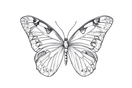 A detailed black butterfly showcasing intricate wing patterns and symmetry. png
