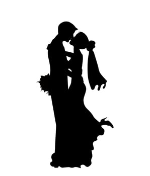 Bride and groom. Newlyweds kiss. Black silhouette. illustration stock illustration Couple - Relationship, Dancing, Newlywed, Wedding, Wedding Ceremony vector