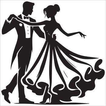Wedding Kiss Silhouette of Bride and Groom - Happy Valentine's Day vector