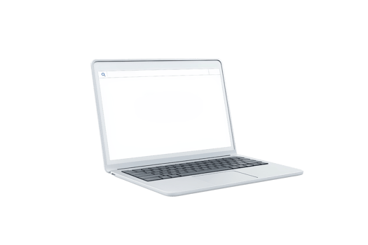 A sleek laptop with an open screen, displaying a blank interface, emphasizing modern design and functionality. png