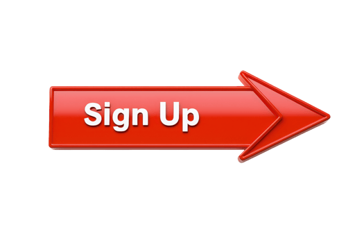 A red button with the text Sign Up and an arrow, indicating an action to register or join. png
