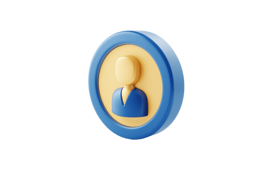 A stylized icon representing a person, featuring a blue and yellow color scheme, designed for user profiles or identification. png