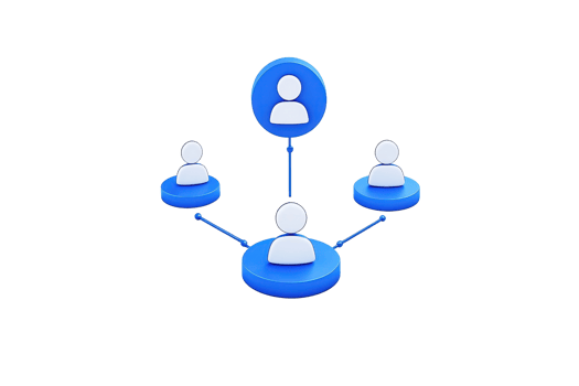 A graphic representation of interconnected user icons arranged in a network format. png