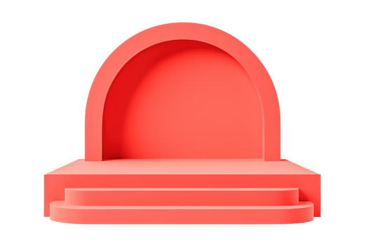 A vibrant coral arch structure with steps, designed for display or presentation purposes. png