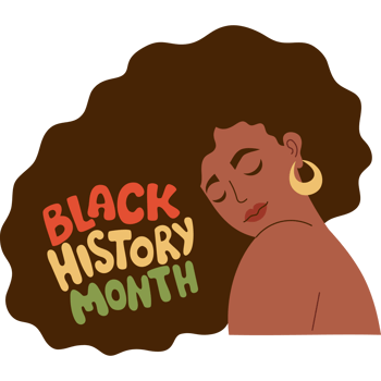 Black History Month. African American Woman with lettering png