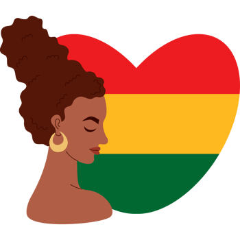 Black History Month. African American Girl with Heart png