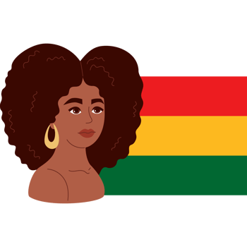 Black History Month. Curly African American Woman with flag png