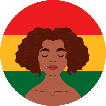 African American Woman in red, yellow, green circle png