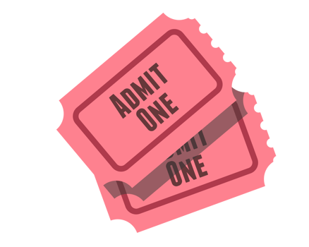 Pink tradional admission ticket icon with words Admit one and number png