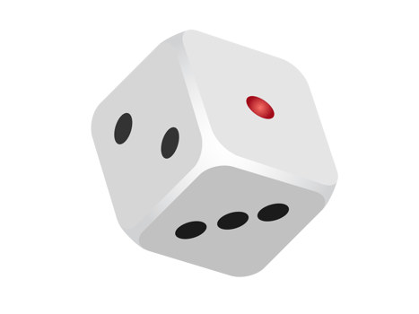 Six sided white game die icon png
