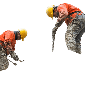 Construction Workers Digging with Heavy Tools png