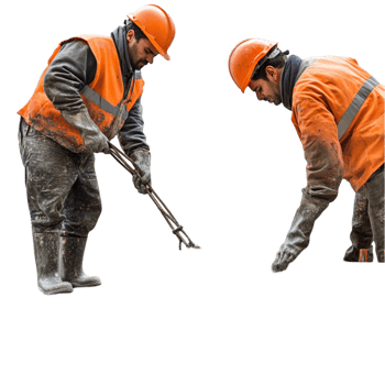 Construction Workers in Safety Vests and Hard Hats on Site png